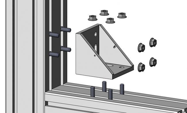Druckgusswinkel Doppelnut, Winkel, Eckwinkel, Winkelverbinder Winkel, Eckwinkel, Winkelverbinder, Gusswinkel, Aluwinkel, Verbinder, Verbindungselement, Knotenelement