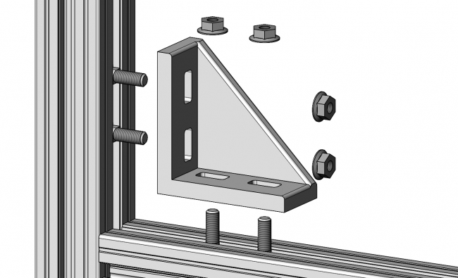Druckgusswinkel lang, Winkel, Eckwinkel, Winkelverbinder Winkel, Eckwinkel, Winkelverbinder, Gusswinkel, Aluwinkel, Verbinder, Verbindungselement, Knotenelement