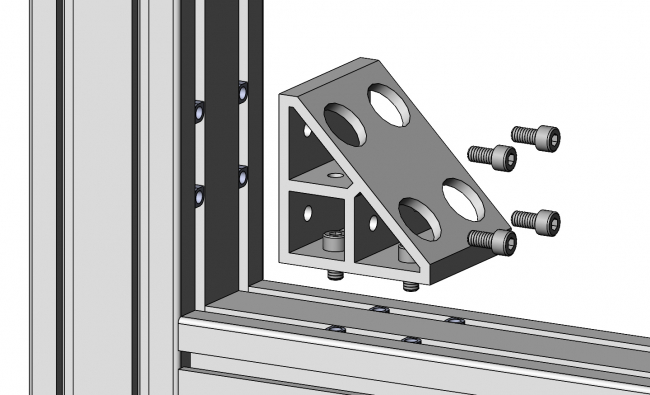 Eckwinkel gezogen Doppelnut, Winkel, Eckwinkel, Winkelverbinder Winkel, Eckwinkel, Winkelverbinder, Gusswinkel, Aluwinkel, Verbinder, Verbindungselement, Knotenelement
