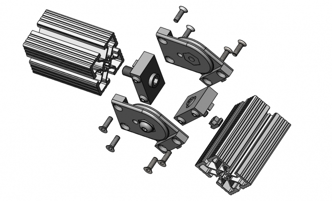Gelenk 60x60, Winkelverbinder, Stufenlos Winkelverbinder, Gelenke Stufenlos, Gradverbinder, Schrägverbinder, Diagonalverbinder, Diagonalstrebe
