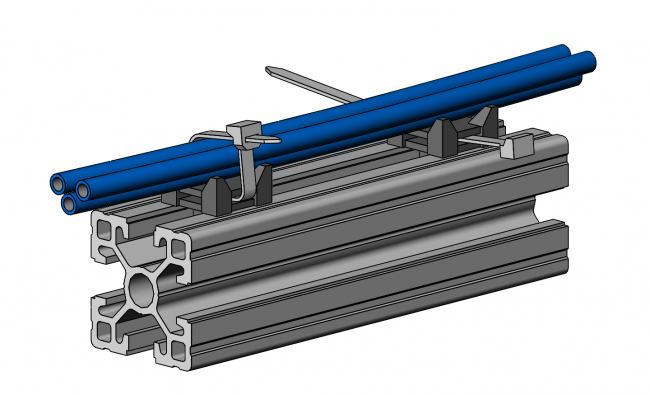 Kabelblock 2-Weg, Kabelbinder, Kabelführung, Schlauchführung Kabelbinder, Kabelführung, Schlauchführung, Leitungsführung, Installationselemente, Kabelfixierung, Leitungsfixierung, Kabelhalter, Zugentlastung, Kabelhalterung, Kabelklemme, Aluprofiltechnik