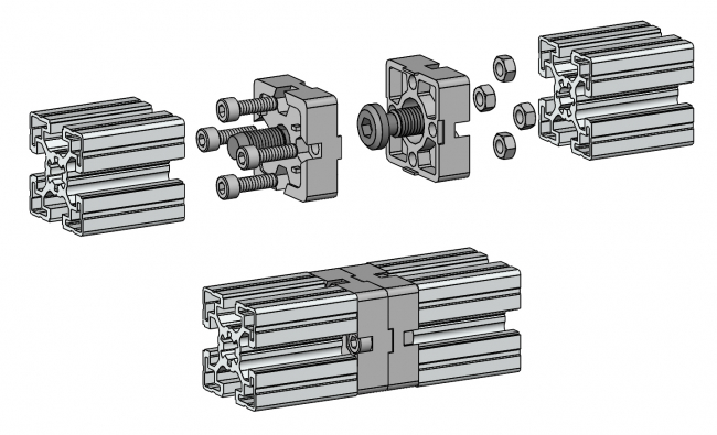 Längsverbinder, Stirnverbinder, Verlängerung Längsverbinder, Verbinder, Verbindung, Stirnverbinder, Verlängerung