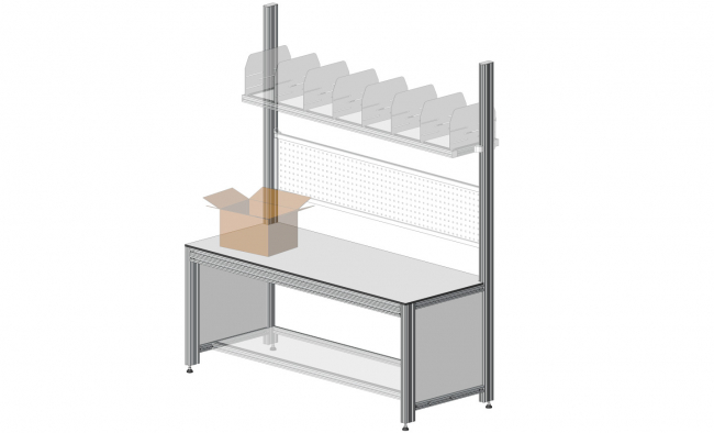 Logistikplatz, Logistikarbeitsplatz, Versandplatz, Werkbank, Systemplatz, Montageplatz, Modular, Arbeitstisch, Arbeitsstation