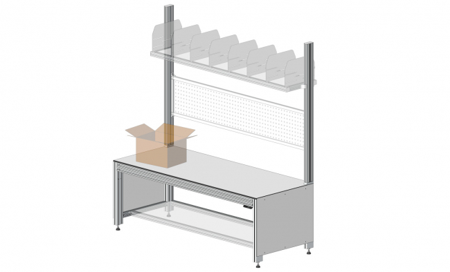 ergonomischer Arbeitsplatz, Ergonomie, Gesundheit am Arbeitsplatz, Logistikplatz, Logistikarbeitsplatz, Versandplatz, Werkbank, Systemplatz, Montageplatz, Modular, Arbeitstisch, Arbeitsstation