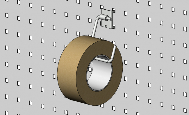 Etikettenhalter, Etikettenabroller, Rollenhalter, Werkzeugmanagement, Lochblech, Lochwand, Einhängewand, Hakenwand, Ordnung am Arbeitsplatz