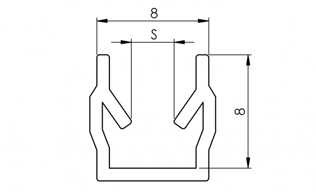 Einfassprofil Nut 8, Flächenelement, Türenelement Flächenelement, Türenelement, Platten, Schreiben, Schutzeinhausung, einfassen, Klemmen, Dichten, Fixieren