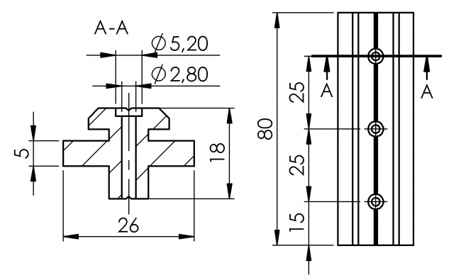 Gleiter Typ B für Nut 8, Lineartechnik Lineareinheit, Lineartechnik, Linearrollen, Linearschlitten, Gleitschiene, Rollschiene, Lastschlitten