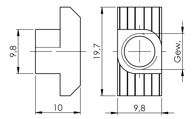 Hammermutter Nut 10, Gewindeplatte, Rhombusstein Profilzubehör, HM, Gewindeplatte, Rhombusstein, Nut, Aluprofiltechnik