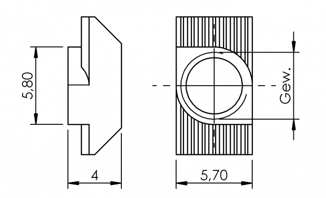 Hammermutter Nut 6, Gewindeplatte, Rhombusstein Profilzubehör, HM, Gewindeplatte, Rhombusstein, Nut, Aluprofiltechnik
