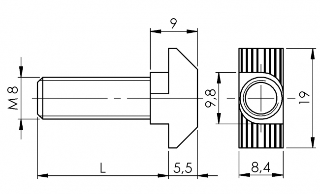 Profilzubehör, HS, Gewindeplatte, Rhombusstein, Nut, Aluprofiltechnik