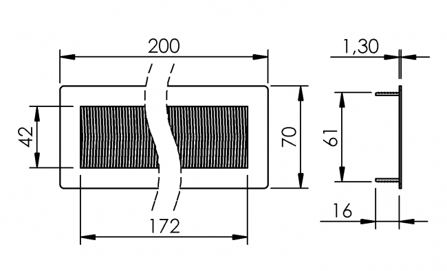 Kabeldurchlass 200x70mm, Kabel, Durchlass, Kabeldurchführung, Tülle