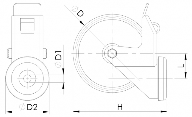 Lenkrolle mit Rückenloch PA, Rad, Reifen, Rolle Lenkrolle, Bockrolle, Feststeller, Rolle, Rückenloch, Rückenplatte, Bodenrollen, Reifen, Transport