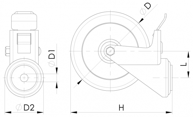Lenkrolle mit Rückenloch TPE, Rad, Reifen, Rolle Lenkrolle, Bockrolle, Feststeller, Rolle, Rückenloch, Rückenplatte, Bodenrollen, Reifen, Transport
