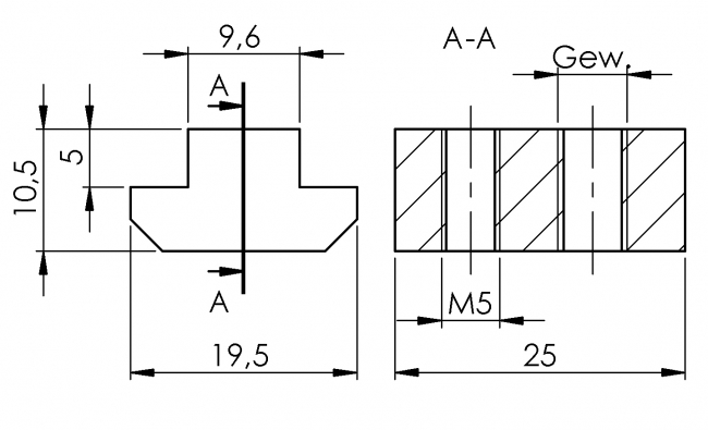 Nutenstein mit Gewindestift Nut 10, Gewindeplatte, Rhombusstein Profilzubehör, NS, N-Stein, Gewindeplatte, Rhombusstein, fixierbar, feststellbar, anschlag, positionierbar, Aluprofiltechnik