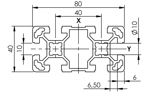 Profil 40 x 80, Aluminiumprofil, Systemprofil, Maschinenbauprofil Profil 40 x 80, Profil 40, Profil 80, Profil, Grundprofil, Aluminiumprofil, Systemprofil, Aluprofil, Maschinenbauprofil, Raster 40, Nut 10, Aluprofiltechnik