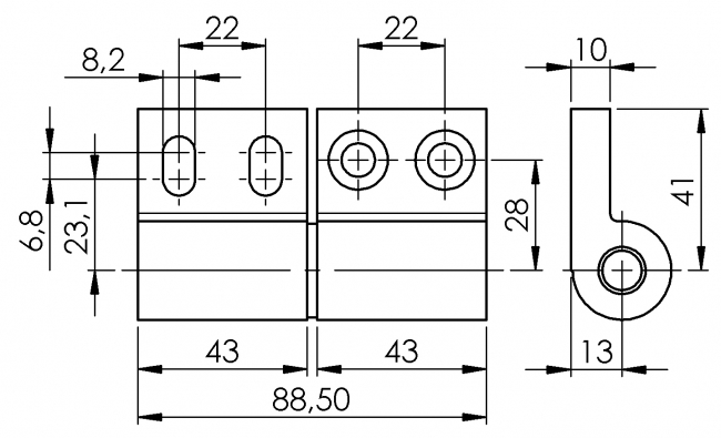 Scharnier 45/30, Angel, Gelenk, Beschlag Angel, Gelenk, Beschlag, Drehgelenk, Haspe
