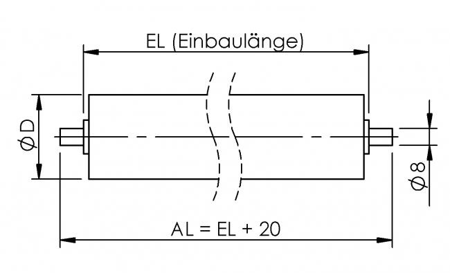 Schwerkrafttragrollen Stahl Rundachse Ø8, Fördertechnik, Logistik Rolle, Fördertechnik, Schwerlastbahn, Förderbahn, Logistik, Intralogistik