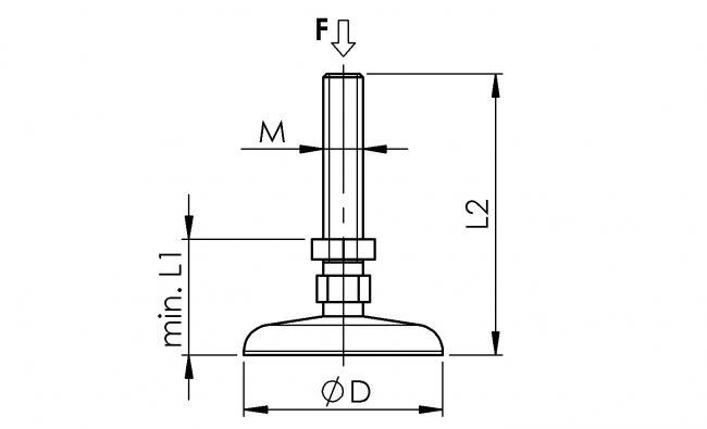 Stellfuß Stahl, Gewindefuß, Tischfuß Gewindefuß, Fuß, Rund, M12, Kugelkopfgelenk, Gewindespindel, M8, Ständer, Tischfuß, Gestellfuß
