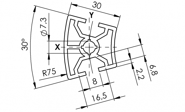 Winkelprofil 30 x 30°, Profil 30, Profil, Grundprofil, Winkel, Winkelprofil