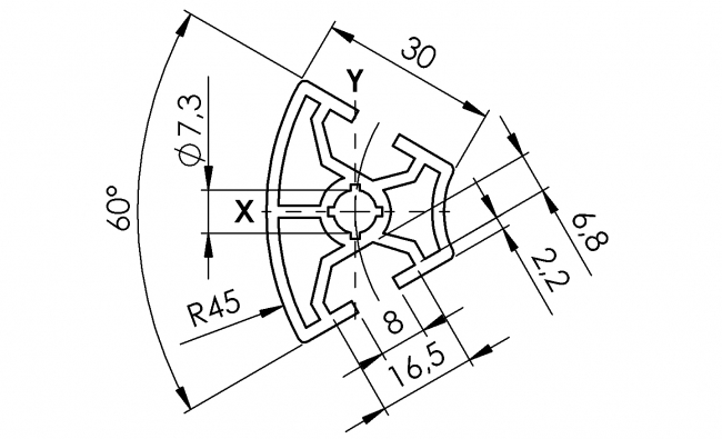 Winkelprofil 30 x 60°, Profil 30, Profil, Grundprofil, Winkel, Winkelprofil