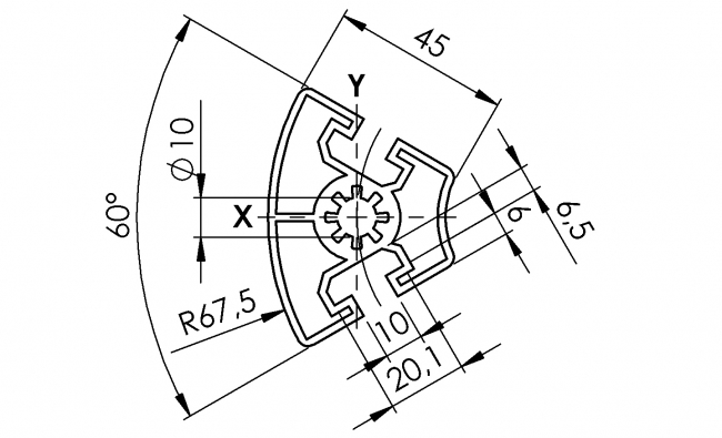 Winkelprofil 45 x 60°, Winkelprofil 45, Winkelprofil, Profil, Grundprofil