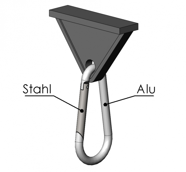 Hängegleiter mit Karabinerhaken, Sicherung, Haken Verbinder, Handling, Sicherung, Haken