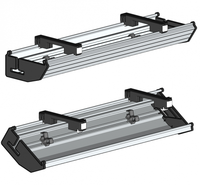 Kabelwannen-Set klappbar eloxiert, Kabelführung, Leitungsführung Kabelmanagement, Kabelführung, Leitungsführung, Klappbar, Modular, Ordnung am Arbeitsplatz, Kabelhalterung, Kabelklemme, Büro, Brüstungskanal, Arbeitsplatz