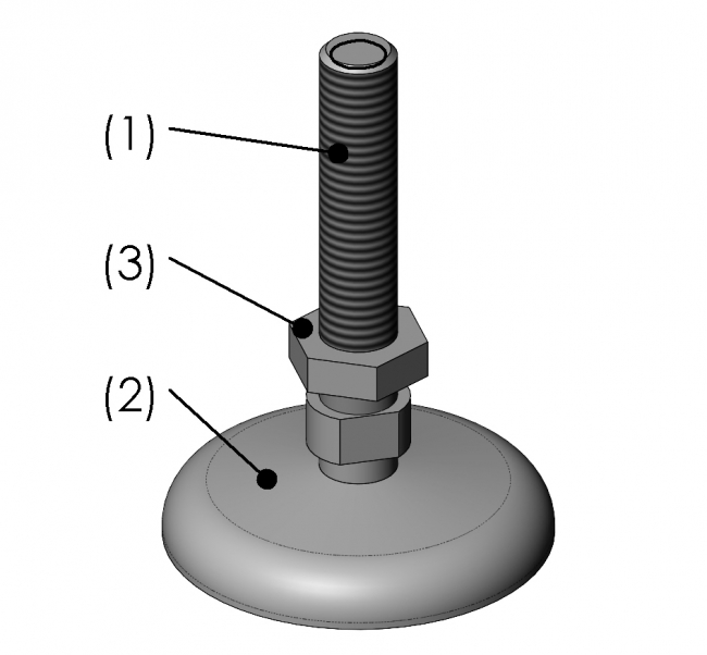 Stellfuß Stahl, Gewindefuß, Tischfuß Gewindefuß, Fuß, Rund, M12, Kugelkopfgelenk, Gewindespindel, M8, Ständer, Tischfuß, Gestellfuß